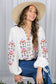 White Embroidered Long Puff Blouse