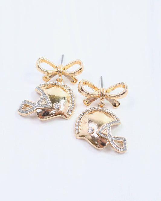 Sporty Bow Helmet Earring Gold