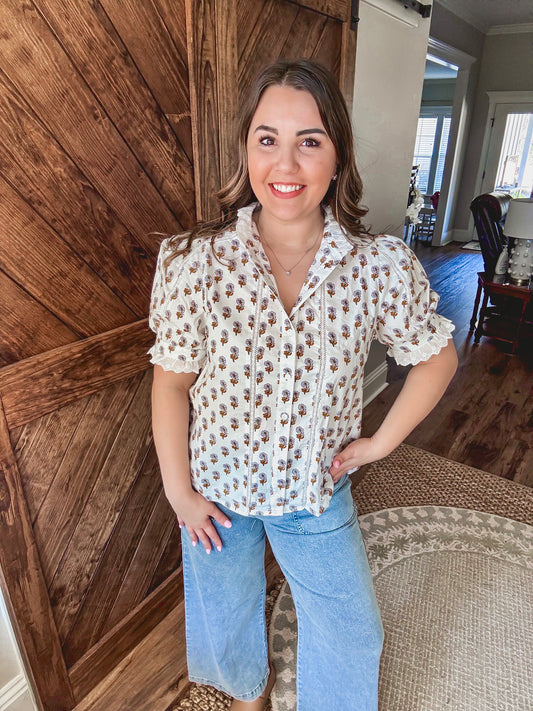 White Floral Top