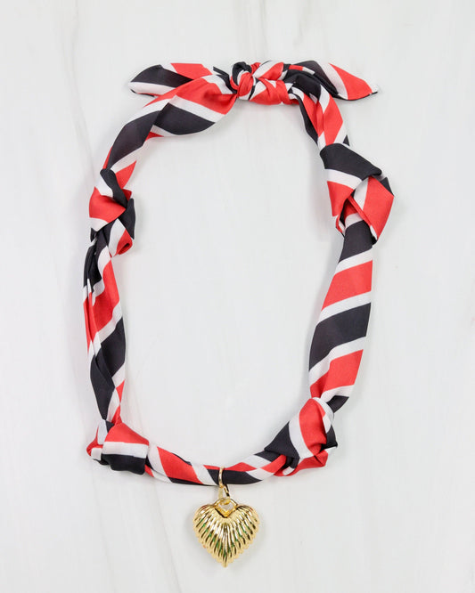 Black & Red Scarf Charm Necklace