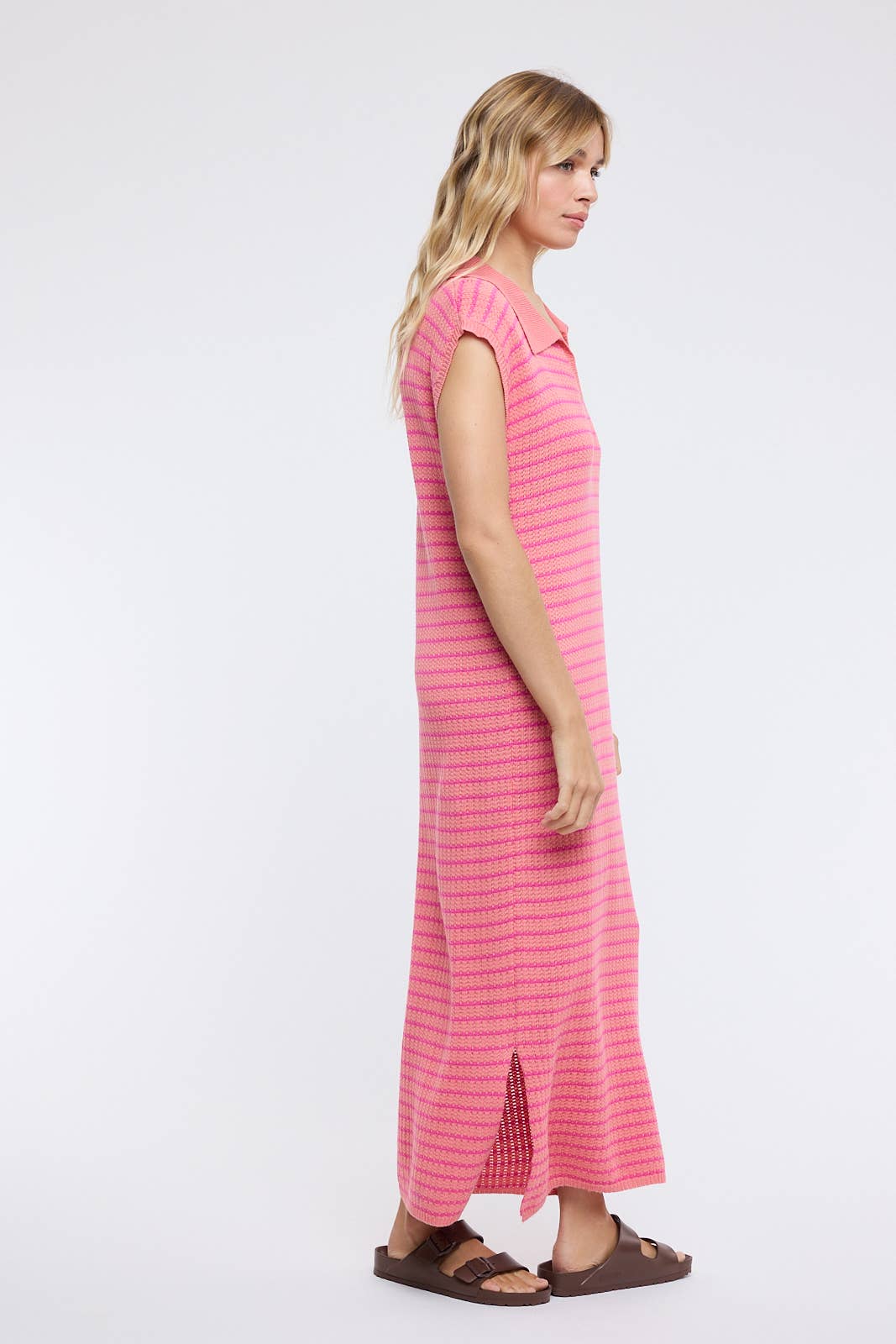 Coral Stripe Knit Dress