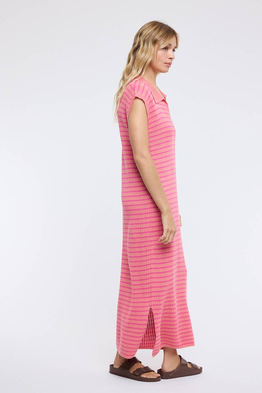 Coral Stripe Knit Dress