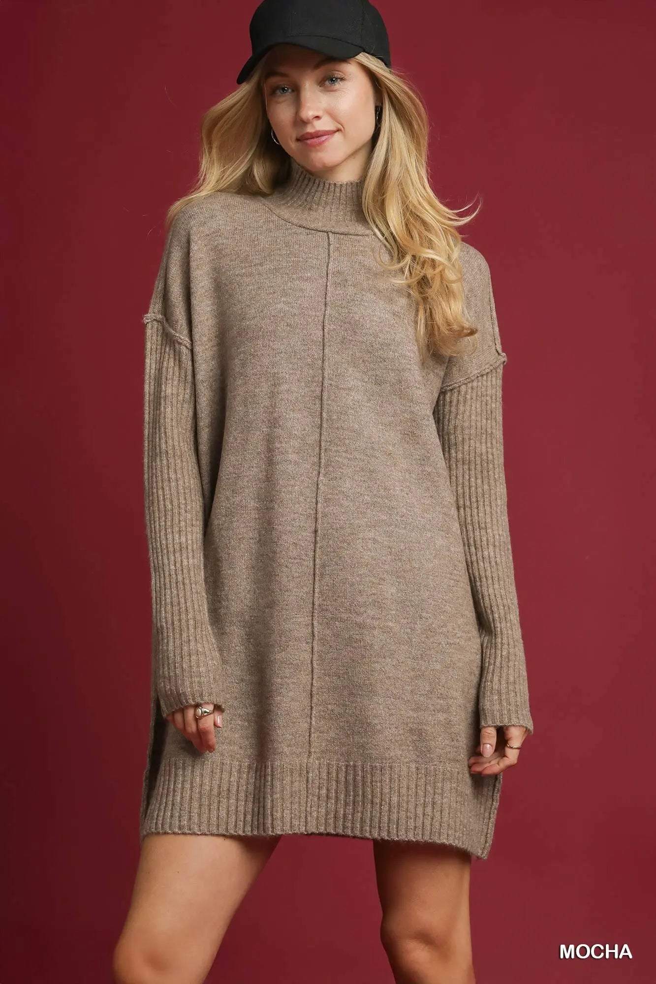 Brown Sweater Mini Dress