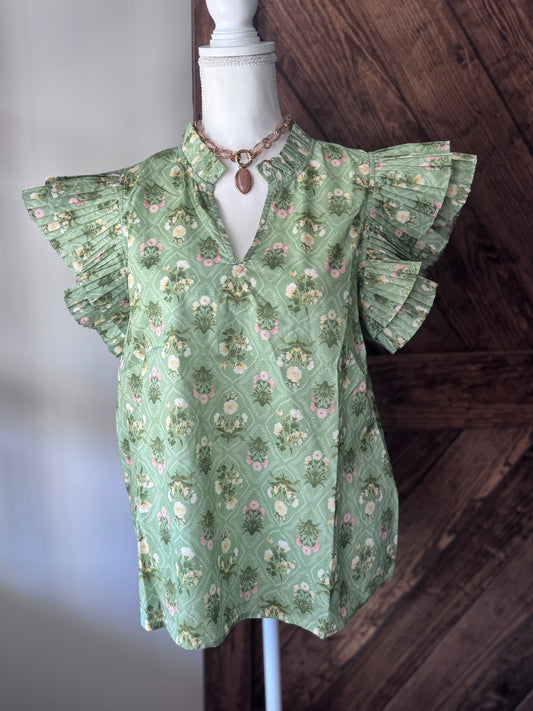 Matcha Floral Top
