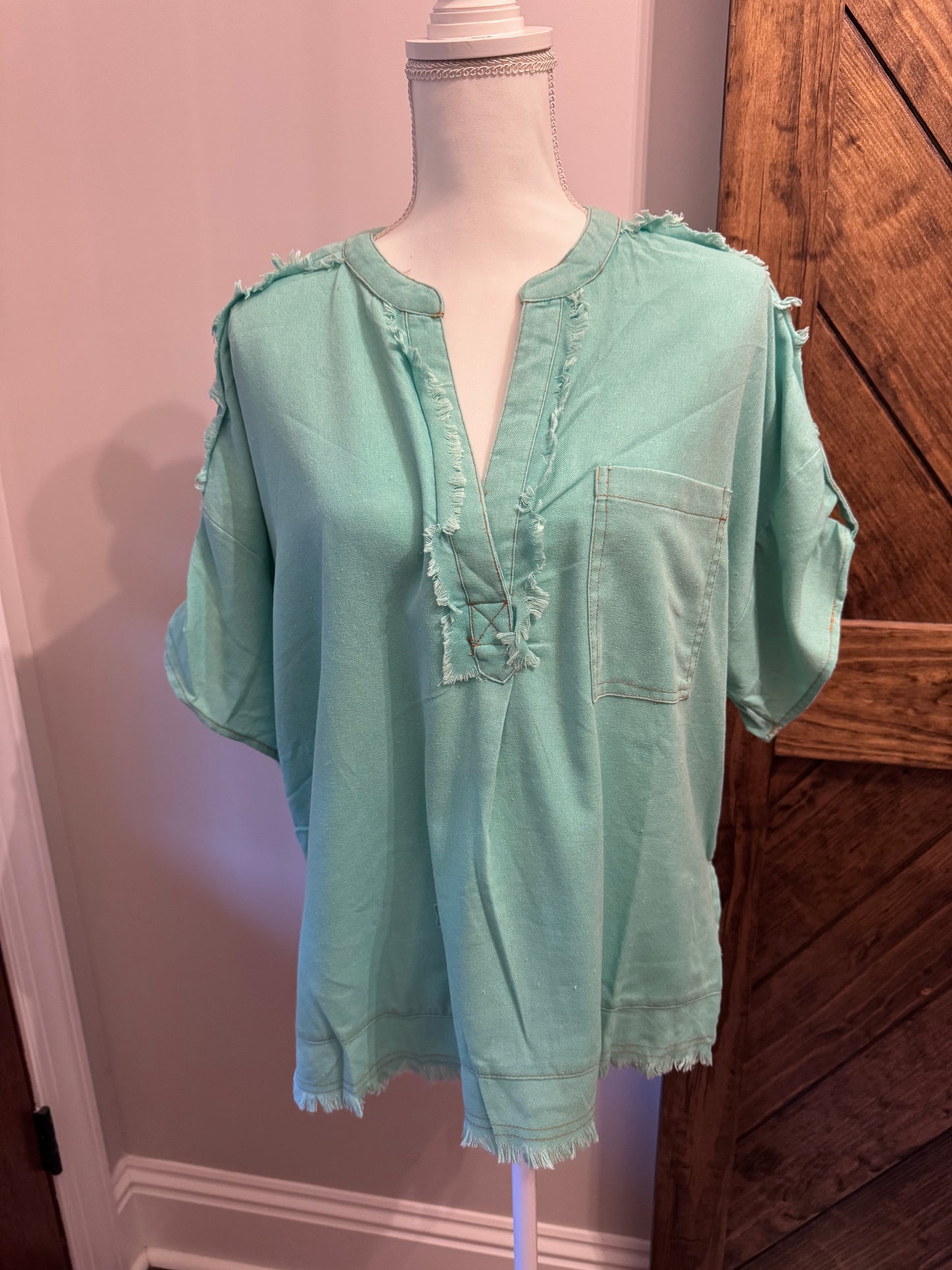 Blue Linen Top