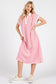 Pink Striped Relaxed Fit Midi Dress