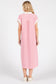 Pink Striped Relaxed Fit Midi Dress