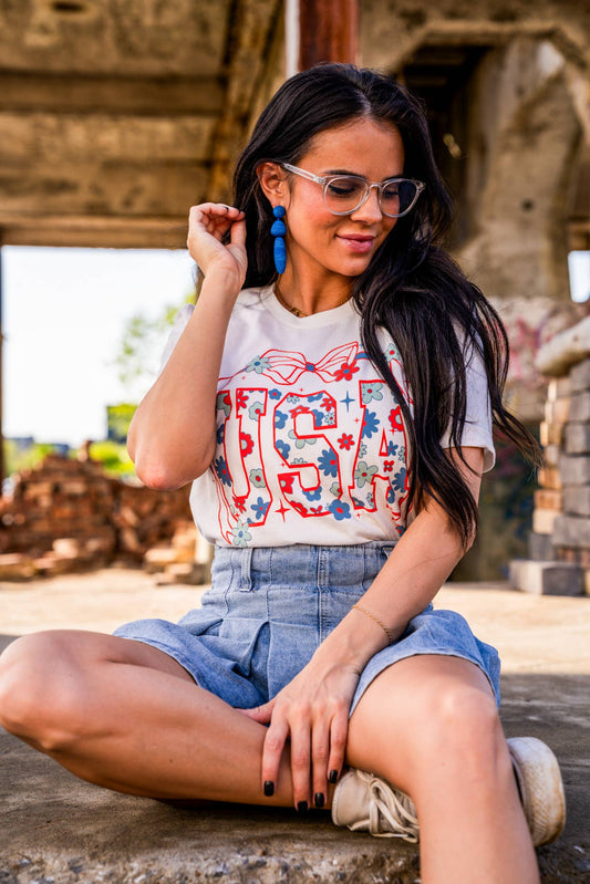 USA Bow | Vintage White | Short Sleeve Tee