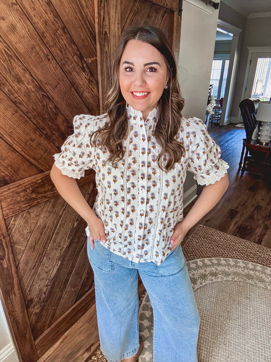 White Floral Top