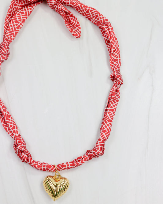 Red Scarf Charm Necklace