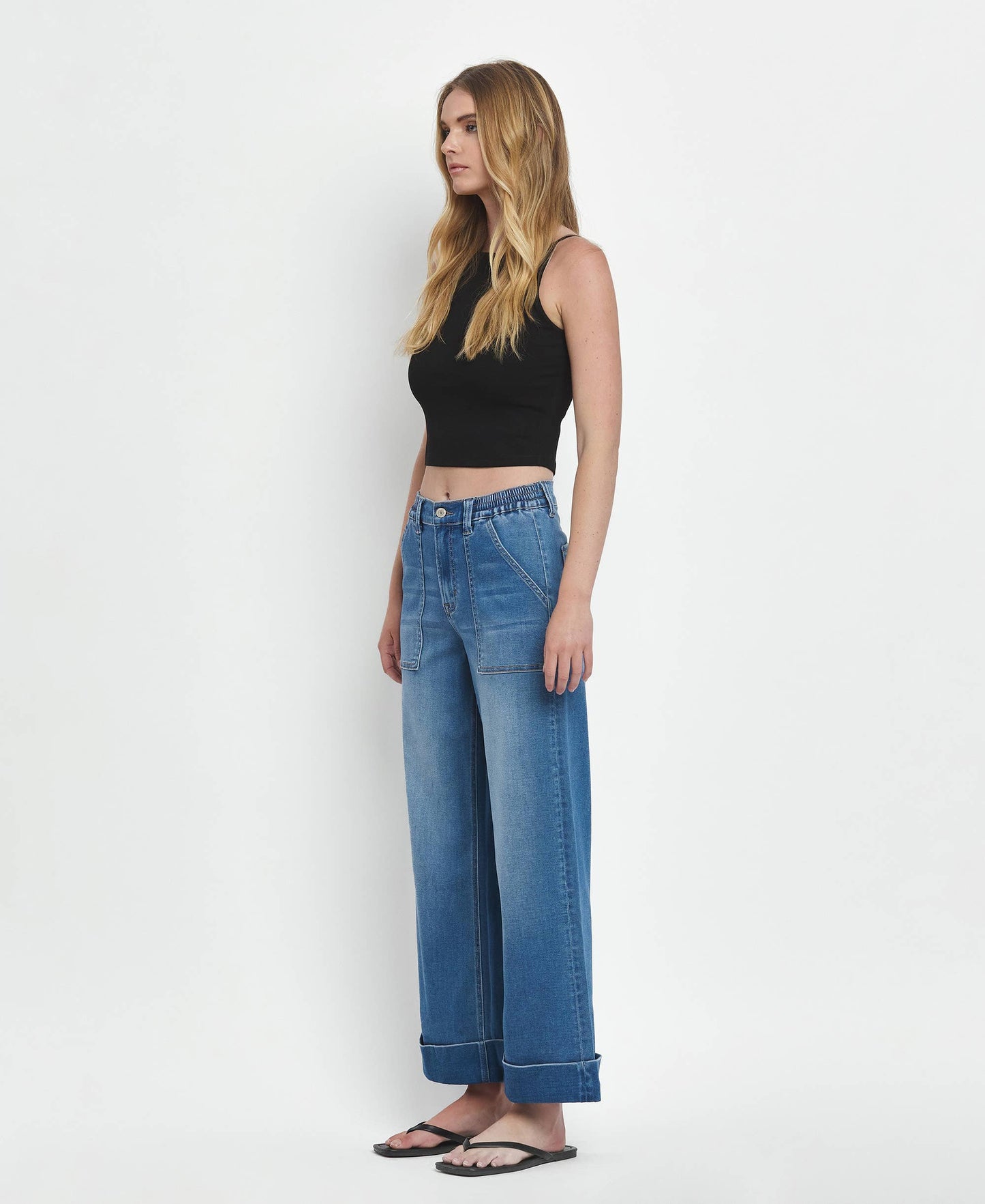 High Rise Double Cuffed Jeans