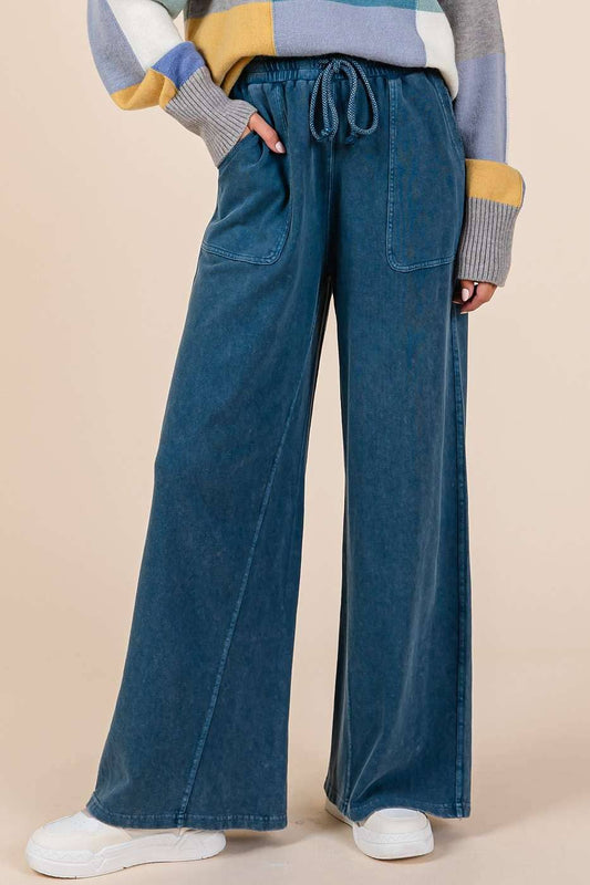 Mineral Wash Wide Leg Pants