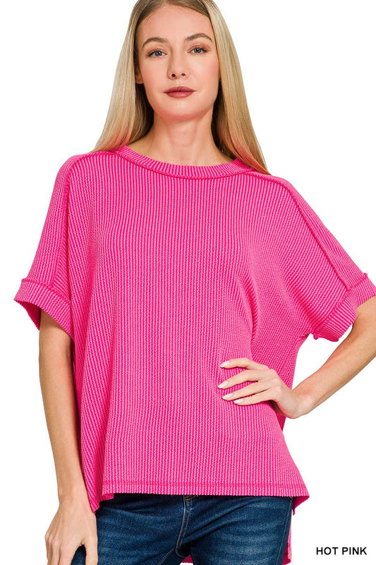 Pink Short Cuff Sleeve Top