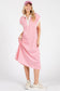 Pink Striped Relaxed Fit Midi Dress