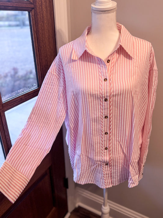 Pink Button Down Top