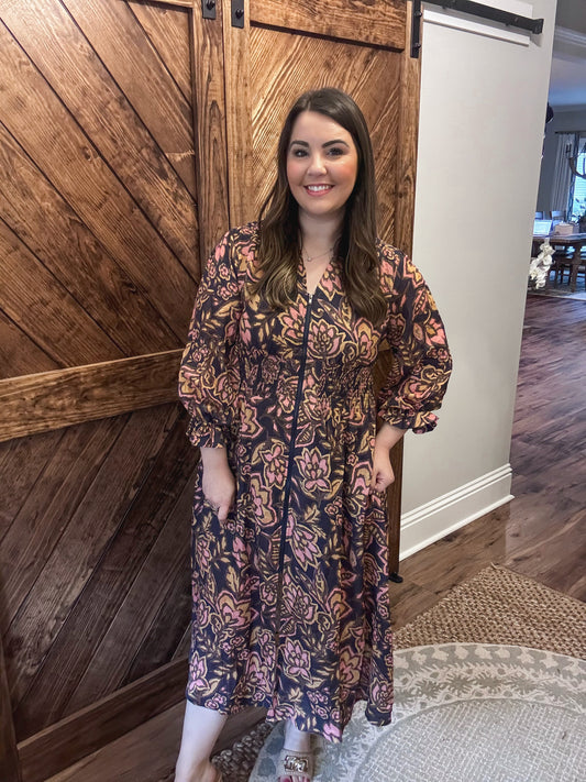 Seasons Change Floral Front Zip Dress