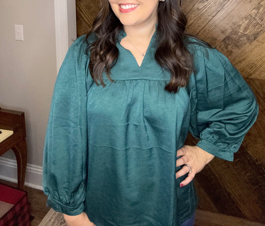 Devon Ruffle Collar Sateen Top