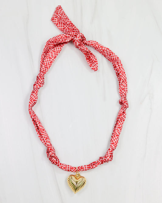 Red Scarf Charm Necklace