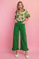 Green Floral Balloon Sleeve Top
