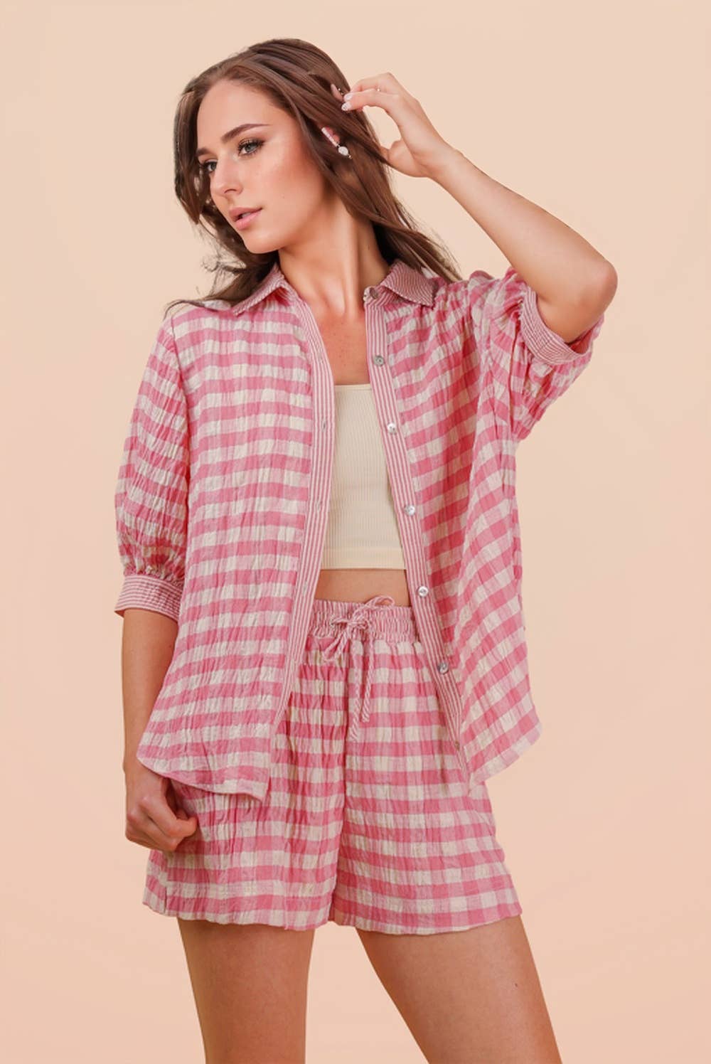 Gingham Shorts Set