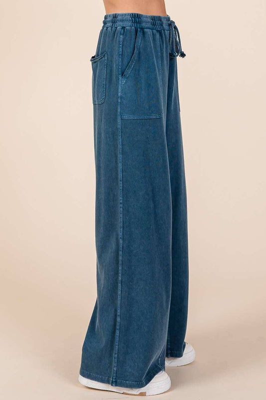 Mineral Wash Wide Leg Pants