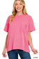 Corded Short Sleeve Front Pocket Top