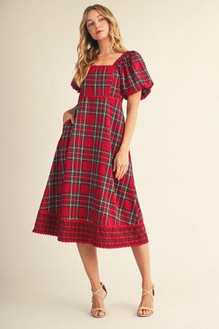 The Noelle Plaid Midi Dress - Ships 11/4