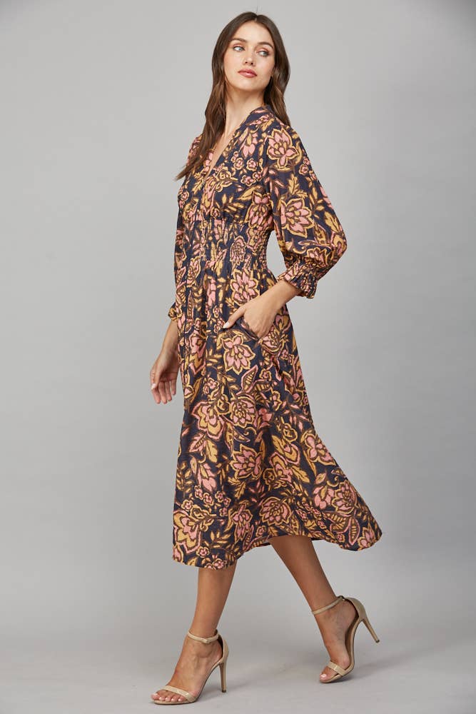 Seasons Change Floral Front Zip Dress