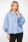 Pinstripe Bubble Sleeve Blouse
