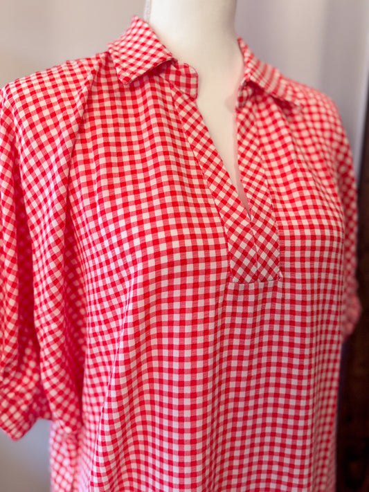 Red Gingham Midi