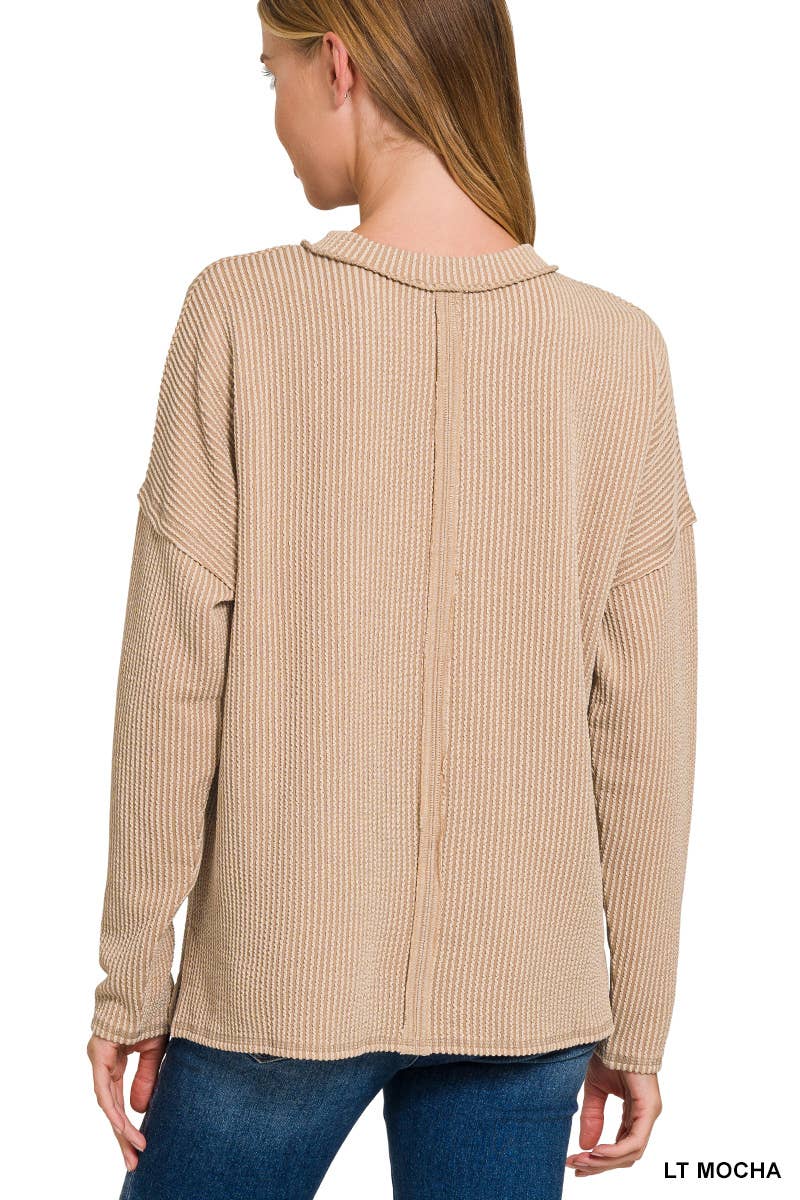 Light Mocha Corded Long Sleeve Top