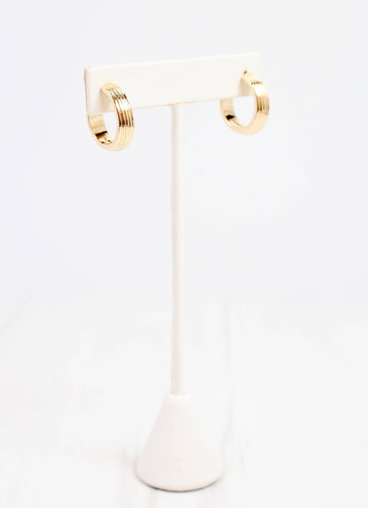 Fisher Ribbed Hoop Earring Gold: Default