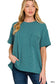 Corded Short Sleeve Front Pocket Top