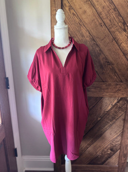 Burgundy Basic Dress
