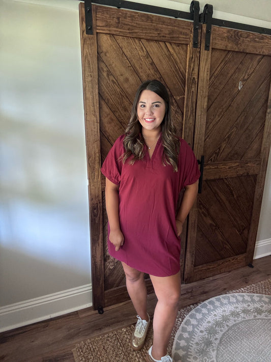 Burgundy Basic Dress