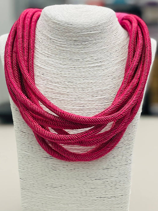 Slub 8-Strand Necklace (dusty pink)