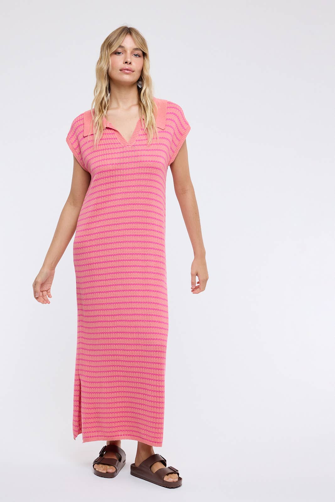 Coral Stripe Knit Dress