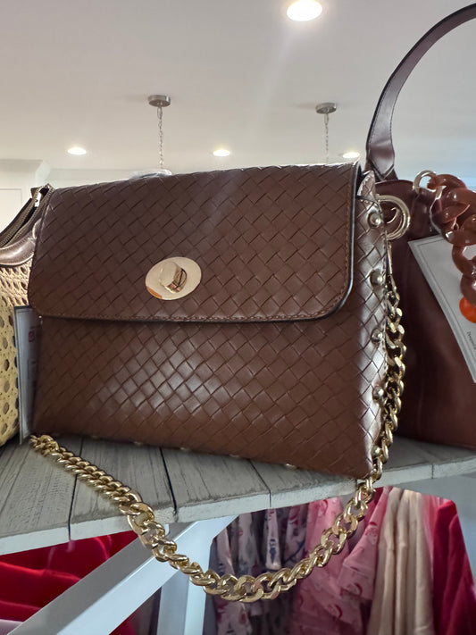 Brown Woven Crossbody Purse
