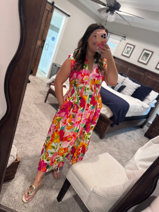 Floral Zip Front Dress
