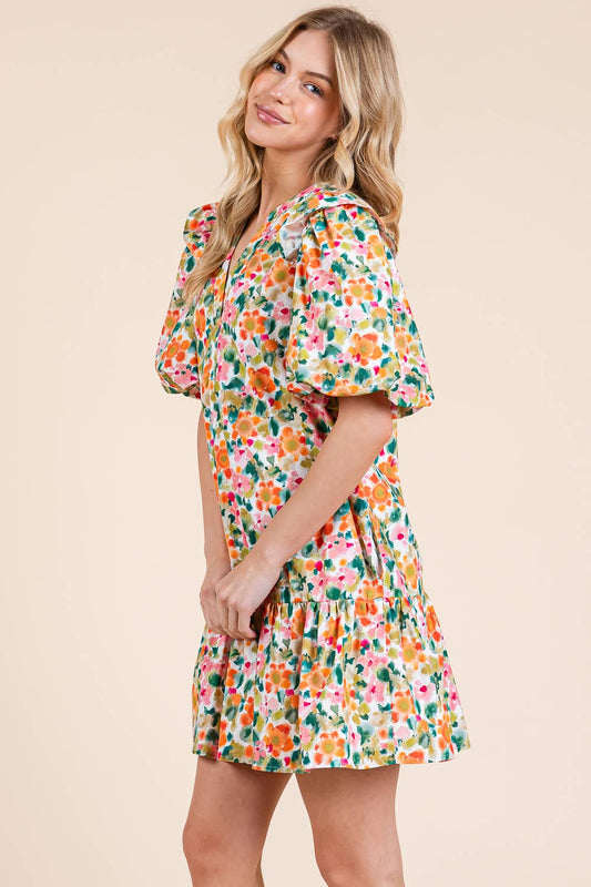 Floral Tiered Mini Dress