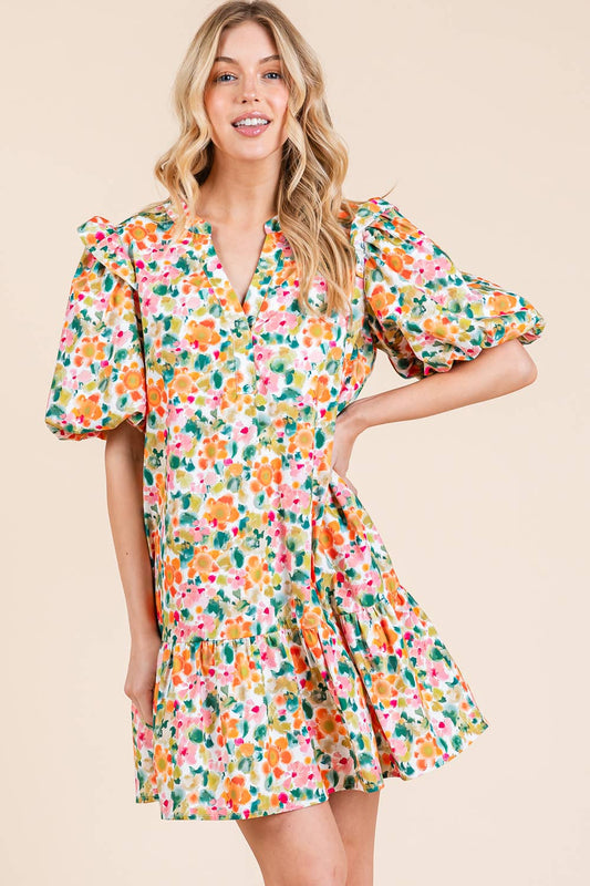 Floral Tiered Mini Dress