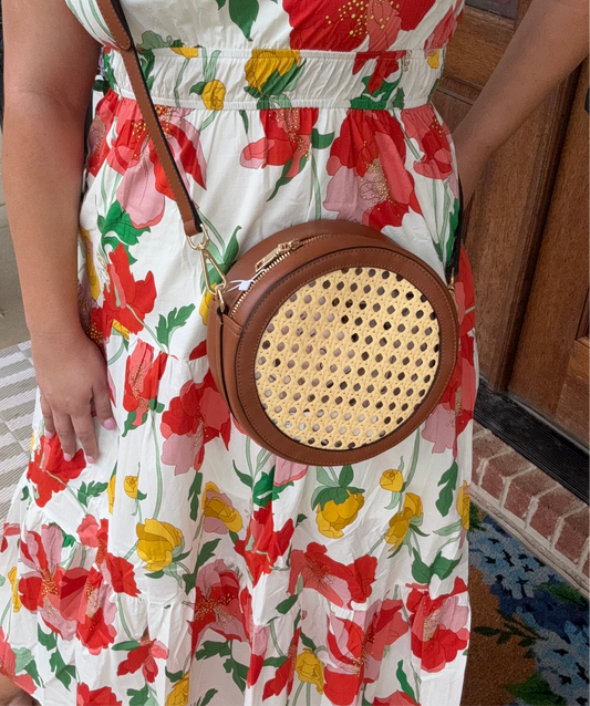 Rattan Circle Crossbody