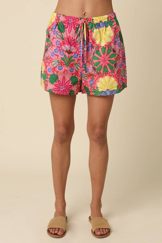 Nora Floral Drawstring Pull-On Shorts