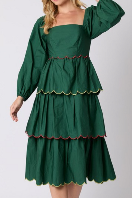 Green Poplin Midi Dress
