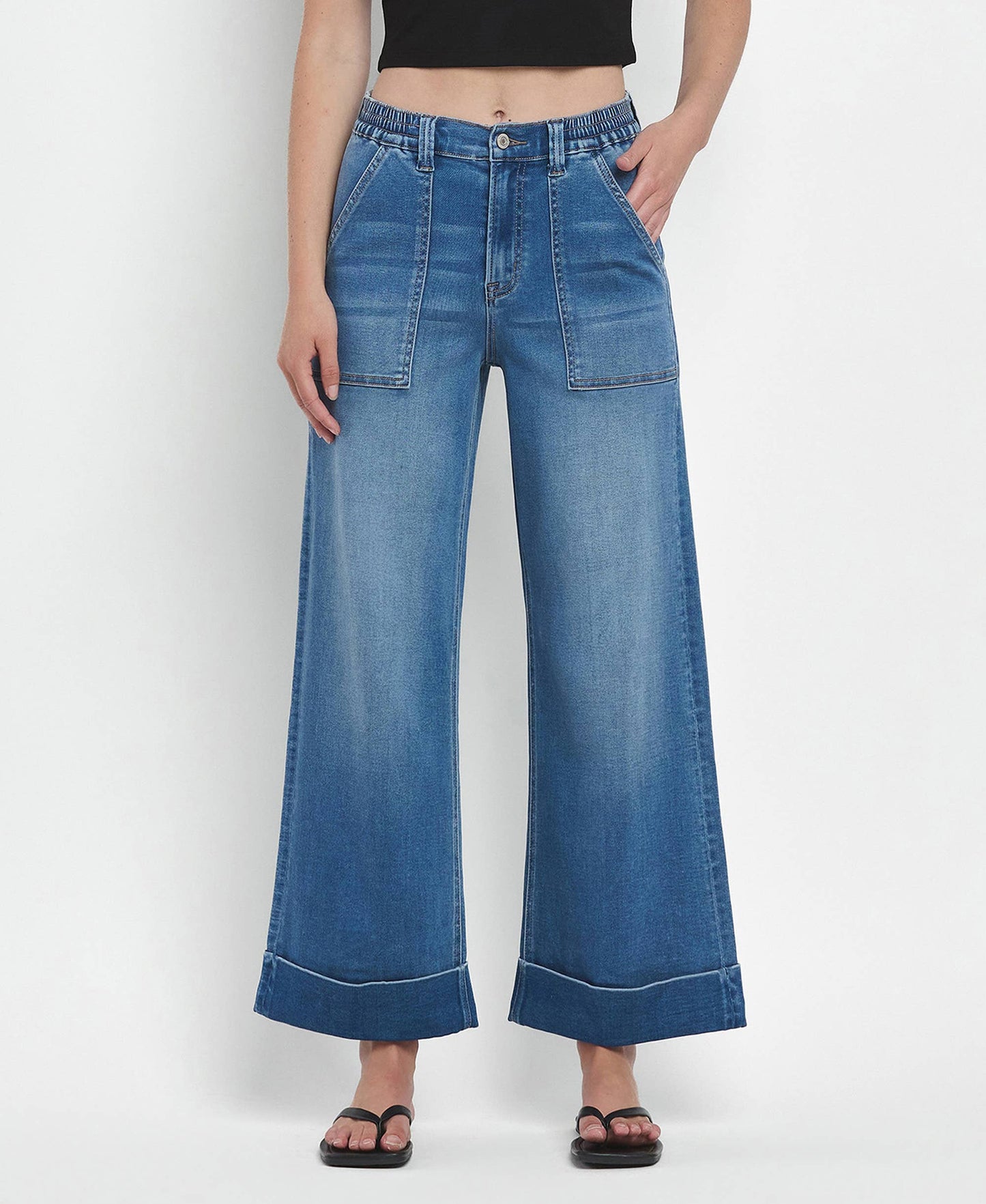 High Rise Double Cuffed Jeans