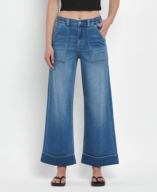 High Rise Double Cuffed Jeans