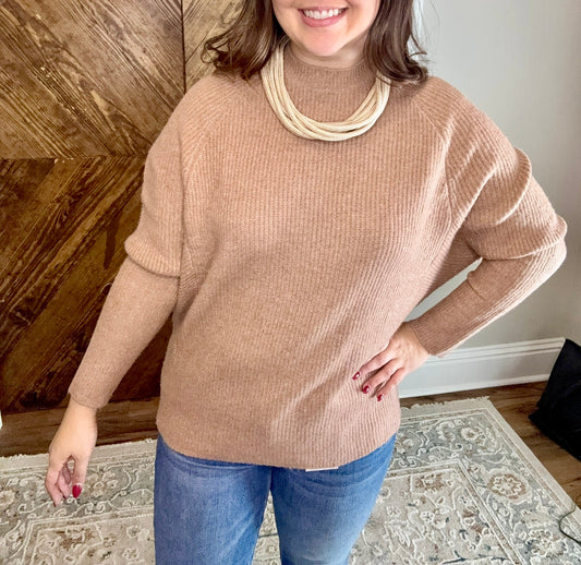 Mocha Dolman Sleeve Oversized Knit Sweater Top