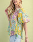Mixed Print Puff Sleeve Top