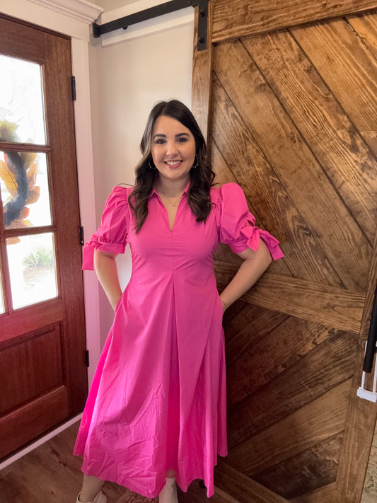 Barbie Pink Tie Sleeve Dress