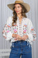 White Embroidered Long Puff Blouse